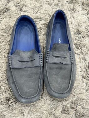 Men 10.5 M Cole Haan Motogrand Penny Loafer Driving Moc Blue Suede Nubuck C24717
